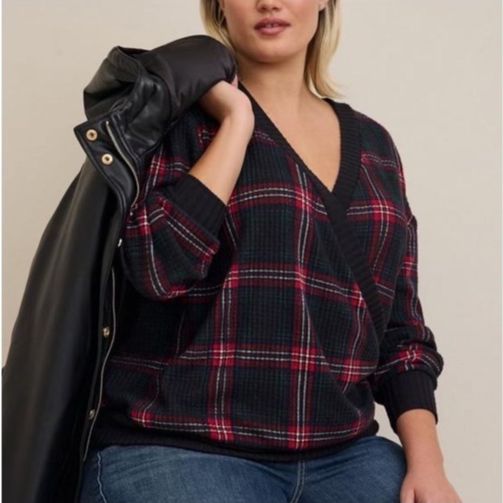 Torrid Brushed Waffle Surplice Drop Shoulder Top Size 5X
